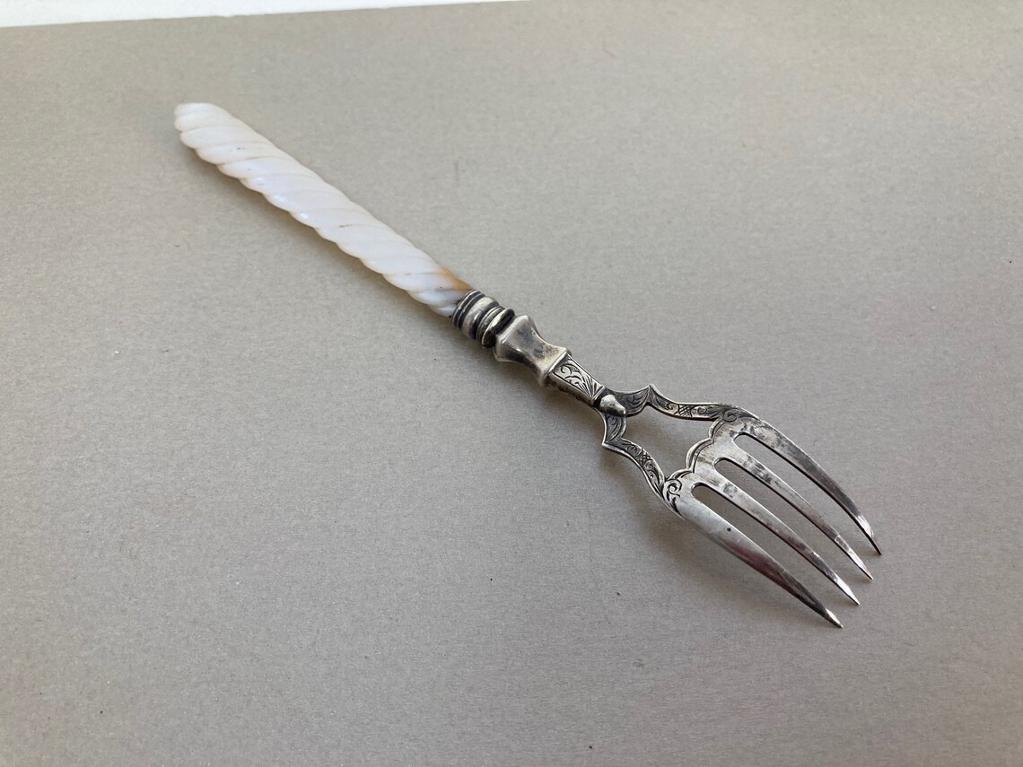 Antique Edwardian Pickle Serving Fork Twisted Carved Mother Etsy