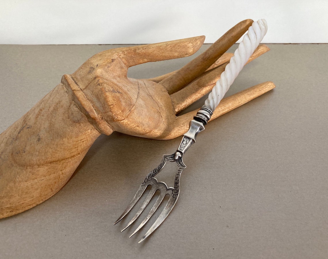 Antique Edwardian Pickle Serving Fork Twisted Carved Mother Etsy