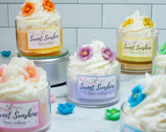 Sweet Sunshine Floral Dessert Candle