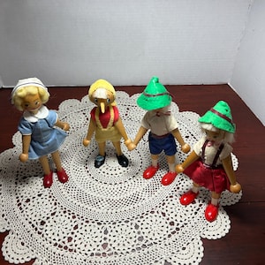 Vintage Wooden jointed dolls made in Poland