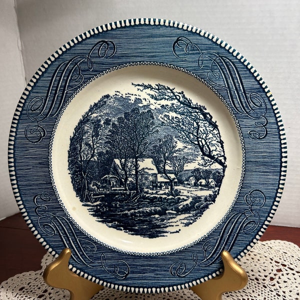 Currier and ives dinner plates (Old grist mill)