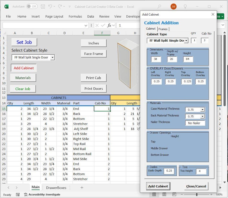 Cabinet Calculator 3.0 - Etsy
