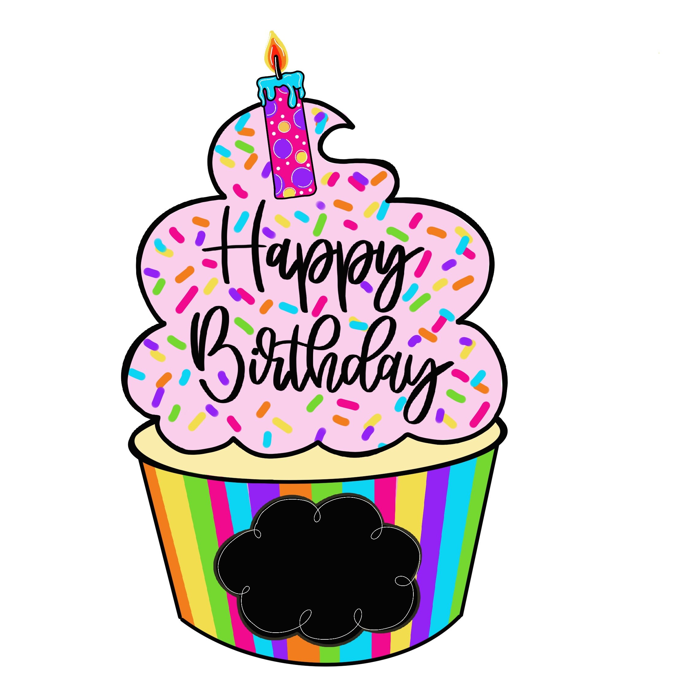 PDF & SVG TEMPLATE Happy Birthday Cupcake Door Hanger