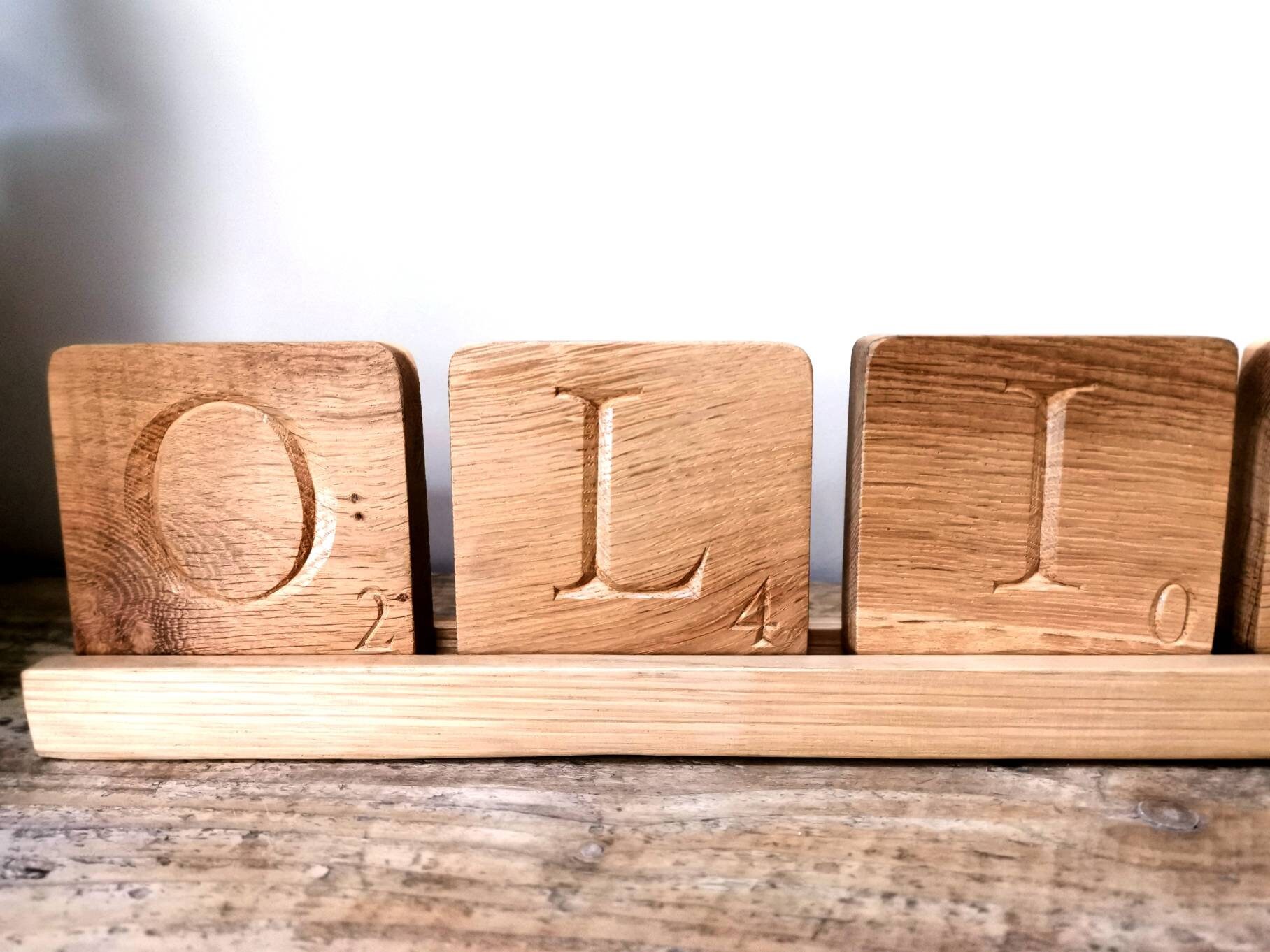 Large Personalised Scrabble Tiles Hand Carved - Etsy