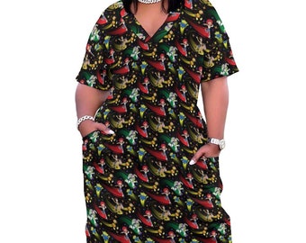 Disney Toy Story Roundup Friends Women's V-neck Loose Dress With Pockets