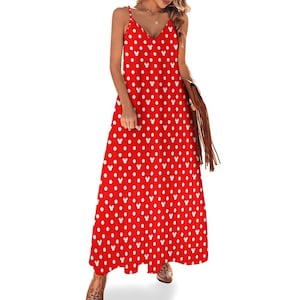 red and black polka dot slip dress Otherworldly Red Polka Dot Satin Bias Sl