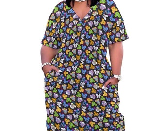 The Magical Gang Women's V-neck Loose Dress With Pockets