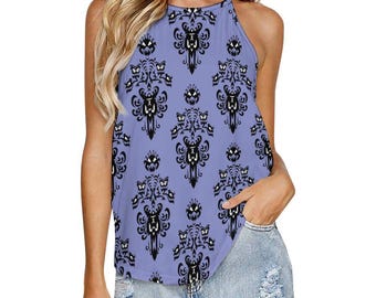 Haunted Mansion Wallpaper Women's Round-Neck Vest Tank Top