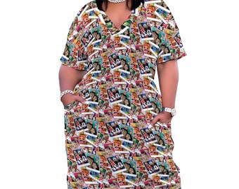 Selfies Women's V-neck Loose Dress With Pockets