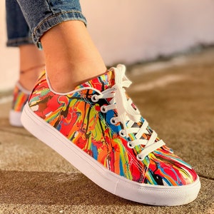 Women's Sneakers, Printed Shoes, Women's leather Sneakers, gift for her, cool sneakers, shoes for woman, Abstract Art, Sneakers for women