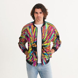 Men&#39;s Abstract Art Bomber Jacket: Lightweight Stylish Outerwear