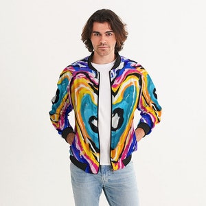 Men&#39;s Abstract Art Bomber Jacket: Lightweight Printed Jacket