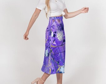 Women's A-Line Midi Skirt, Women's skirt, purple skirt, abstract art skirt, spring skirt, summer skirt, girl skirt, modern skirt