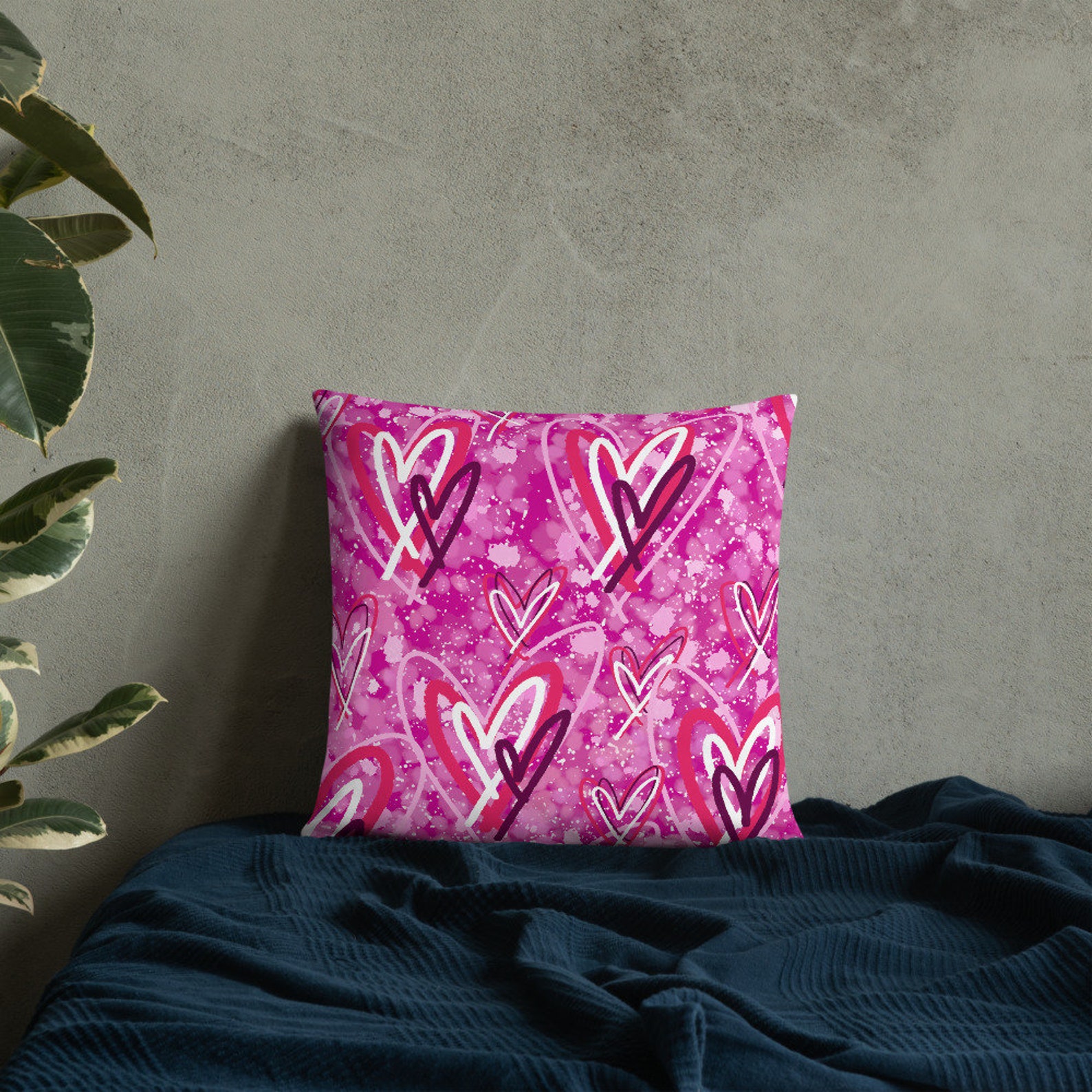 Pink Cushion Love Hearts Cushion Pink Pillow Decorative Etsy UK