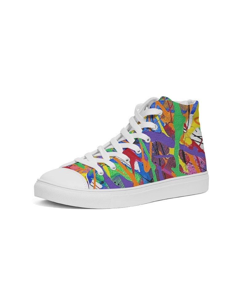 Men's Hightop Canvas Shoe, Art Printed Shoes, Abstract Art Sneakers ...