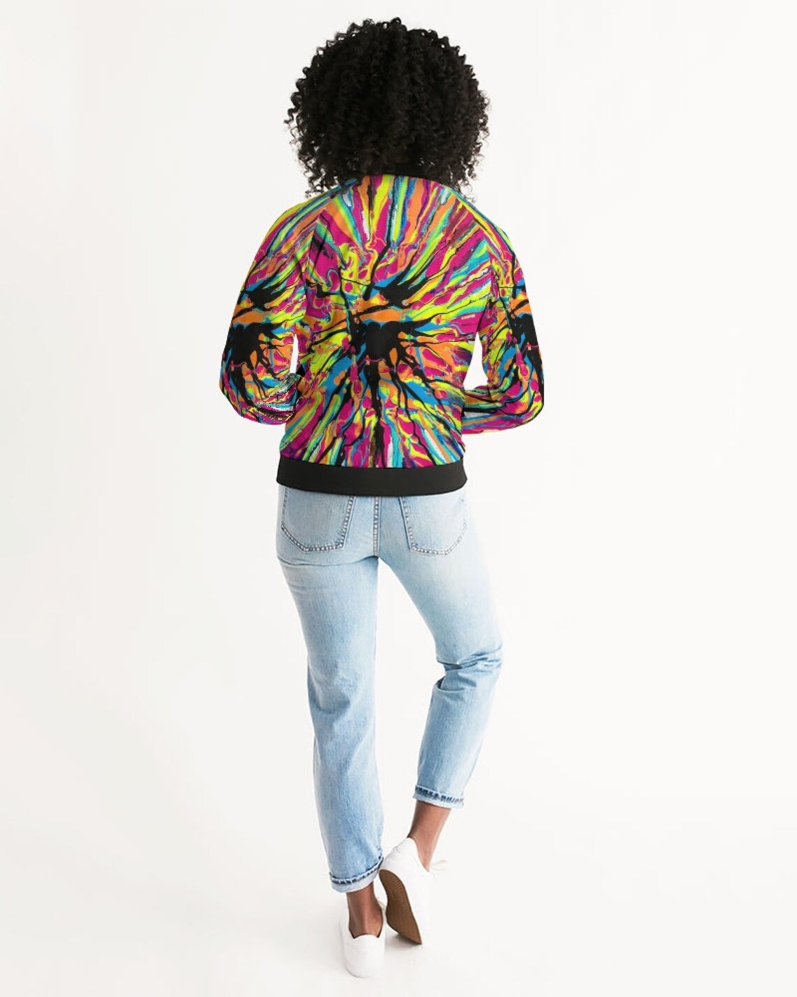 Women's Bomber Jacket Abstract Art Colorful Jacket Etsy