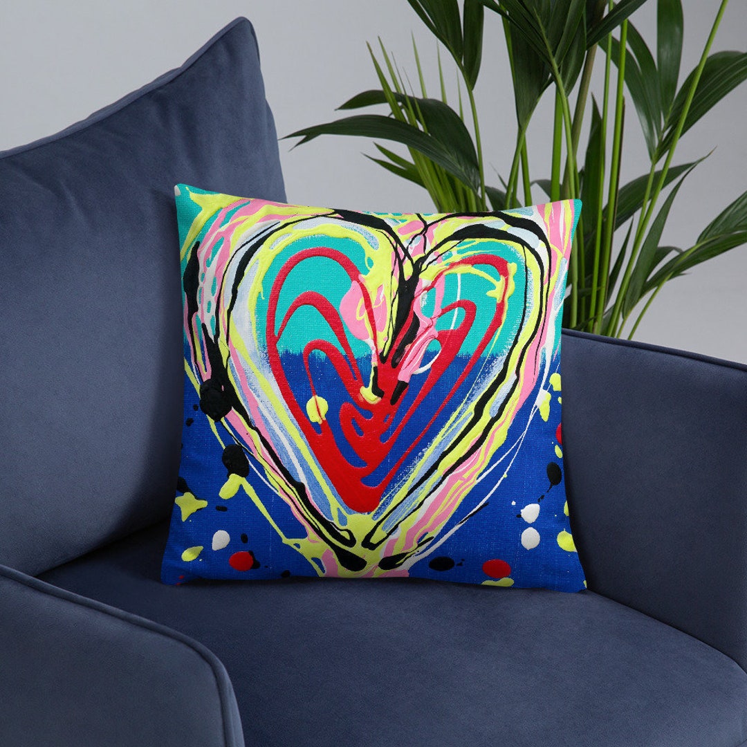 Decorative Pillow, Abstract Heart Cushion, Heart Pillow, Pillow Decor