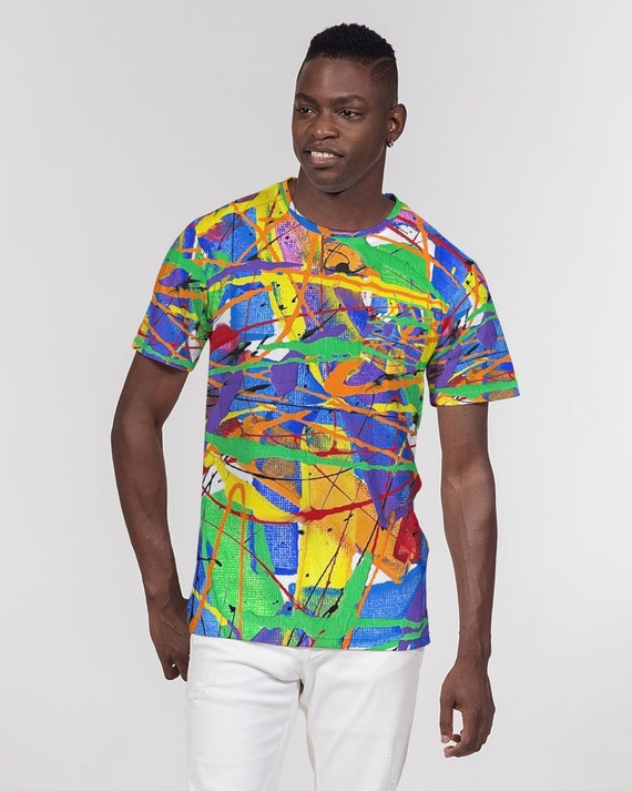 Men s Pocket Tee Men s T shirt V neck Tee Rainbow Shirt Abstract Art T shirt for Man T shirt for Man Tees for Man Pride Cloth Etsy