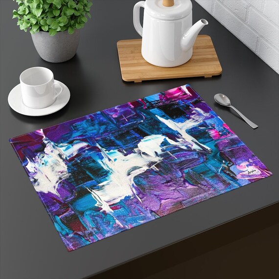 Placemat Art Placemat Abstract art Purple Placemat Etsy