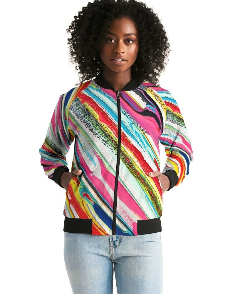 Rainbow Geometric Abstract Women's Bomber Jacket