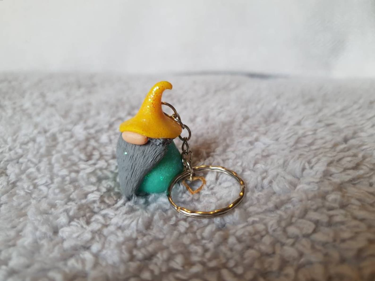 Miniature Gnome Keyring Flower Forest Glitter Tiny Small Etsy