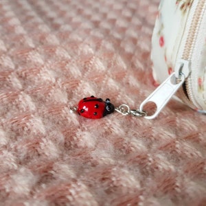 Glass lampwork ladybird magical zipper bag charm handmade gift fairy