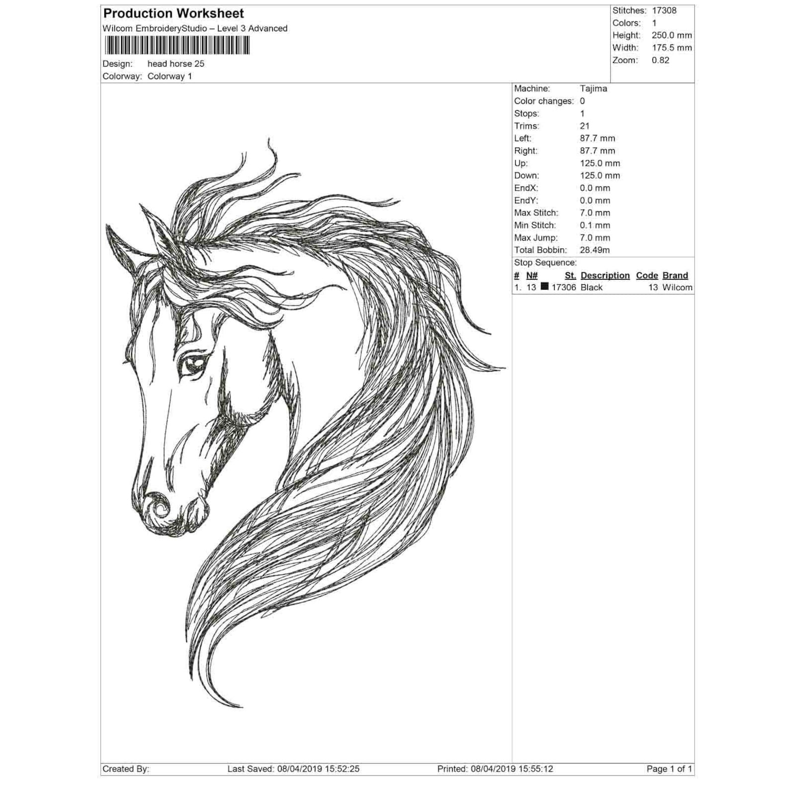 Horse scribble embroidery horse embroidery design horse Etsy