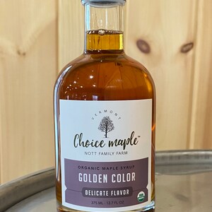 Organic Vermont Maple Syrup • 375ml Glass Bottle • Choice Maple