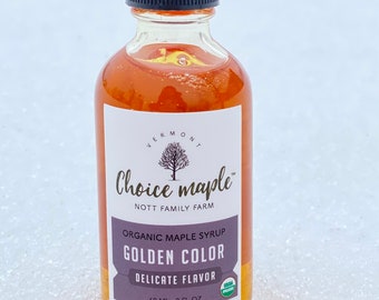 Organic Vermont Maple Syrup • 60 ml Glass Bottle • Choice Maple