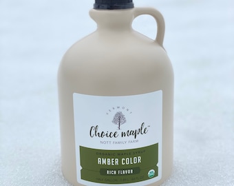 Organic & Kosher Vermont Maple Syrup • One Half Gallon