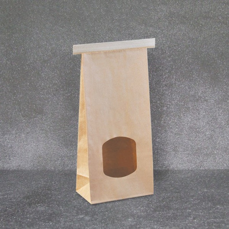 Poly Lined Kraft Paper Tin Tie Bags 500g 1lb With Window Food Suitable