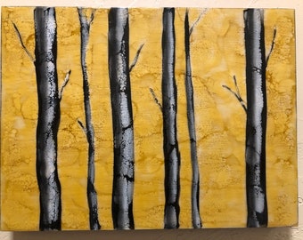 Birches on Yellow