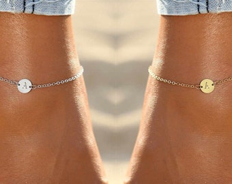 Charm Anklet Fashion Jewelry with Adjustable Chain Foot Chain Anklet Cute Anklets for Girls Environmentally Friendly Vacuum18K Gold Plated Initial Anklets IORMAN Anklet with Letter Alphabet