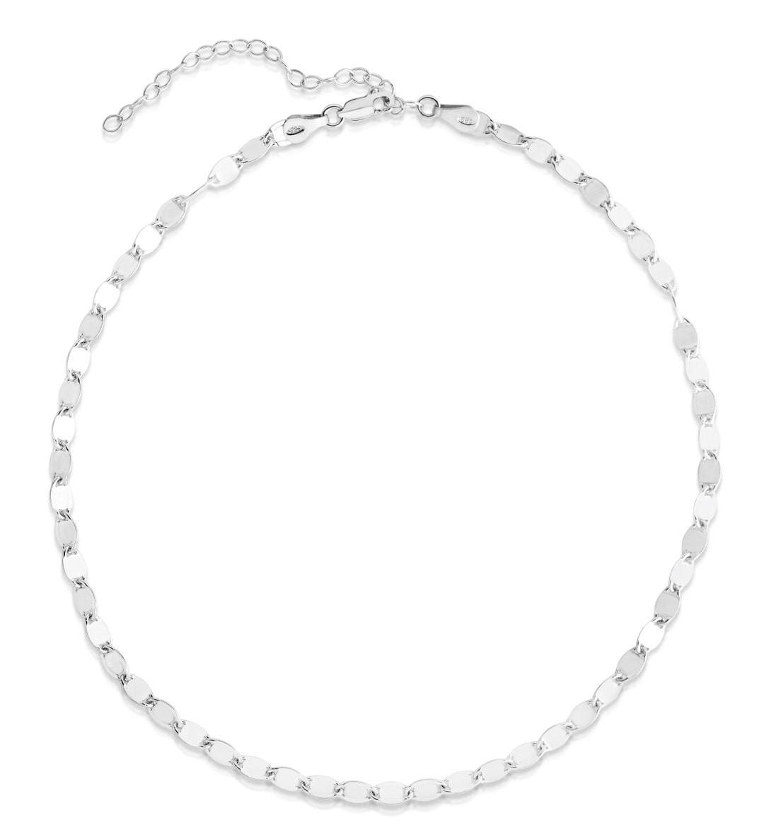 925 Sterling Silver Marina Link Choker Necklace - Etsy