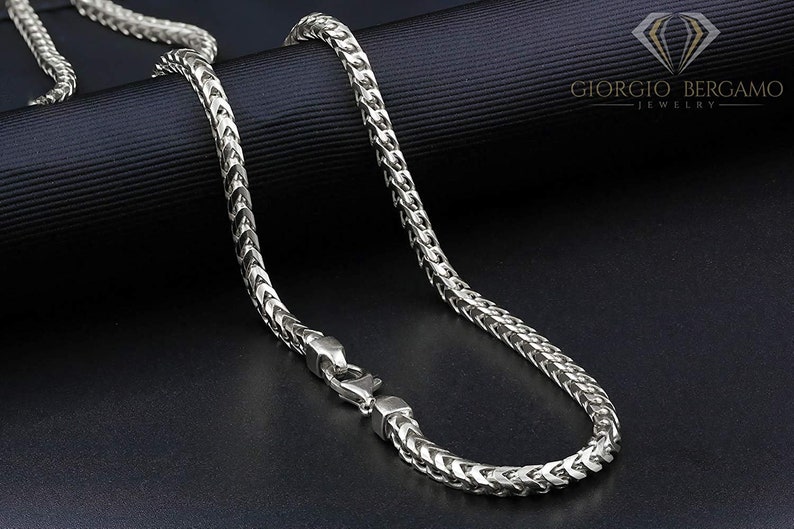 Rhodium Plated Square Box Link Necklace 16-30 Giorgio... FREE Microfiber Cloth 925 Italian Sterling Silver 3.5mm Solid Franco Chain