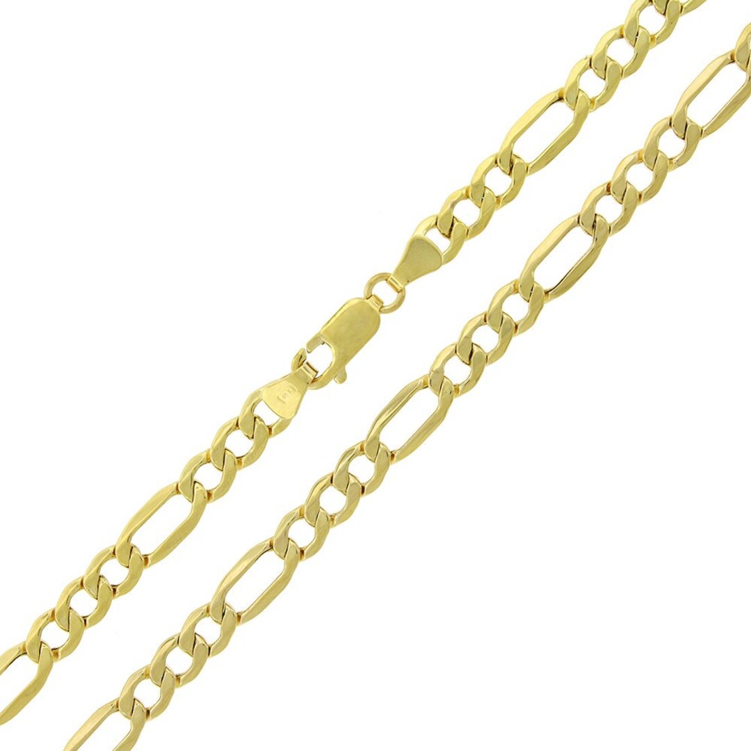 14K Yellow Gold 5mm Hollow Figaro Chain FREE Microfiber - Etsy