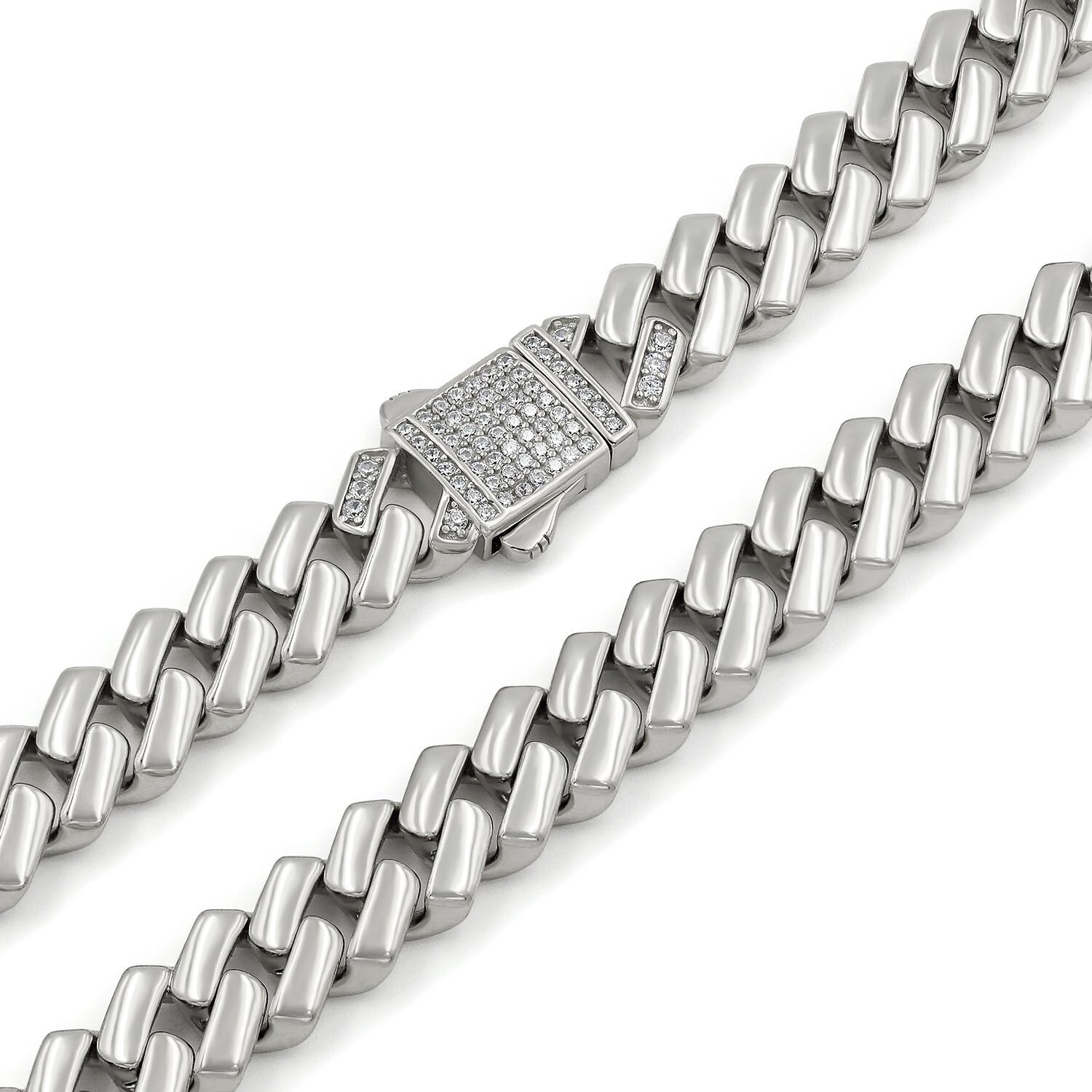 Iced Out Cuban Link Bracelet- Silver – Marianela's Exclusive Shop