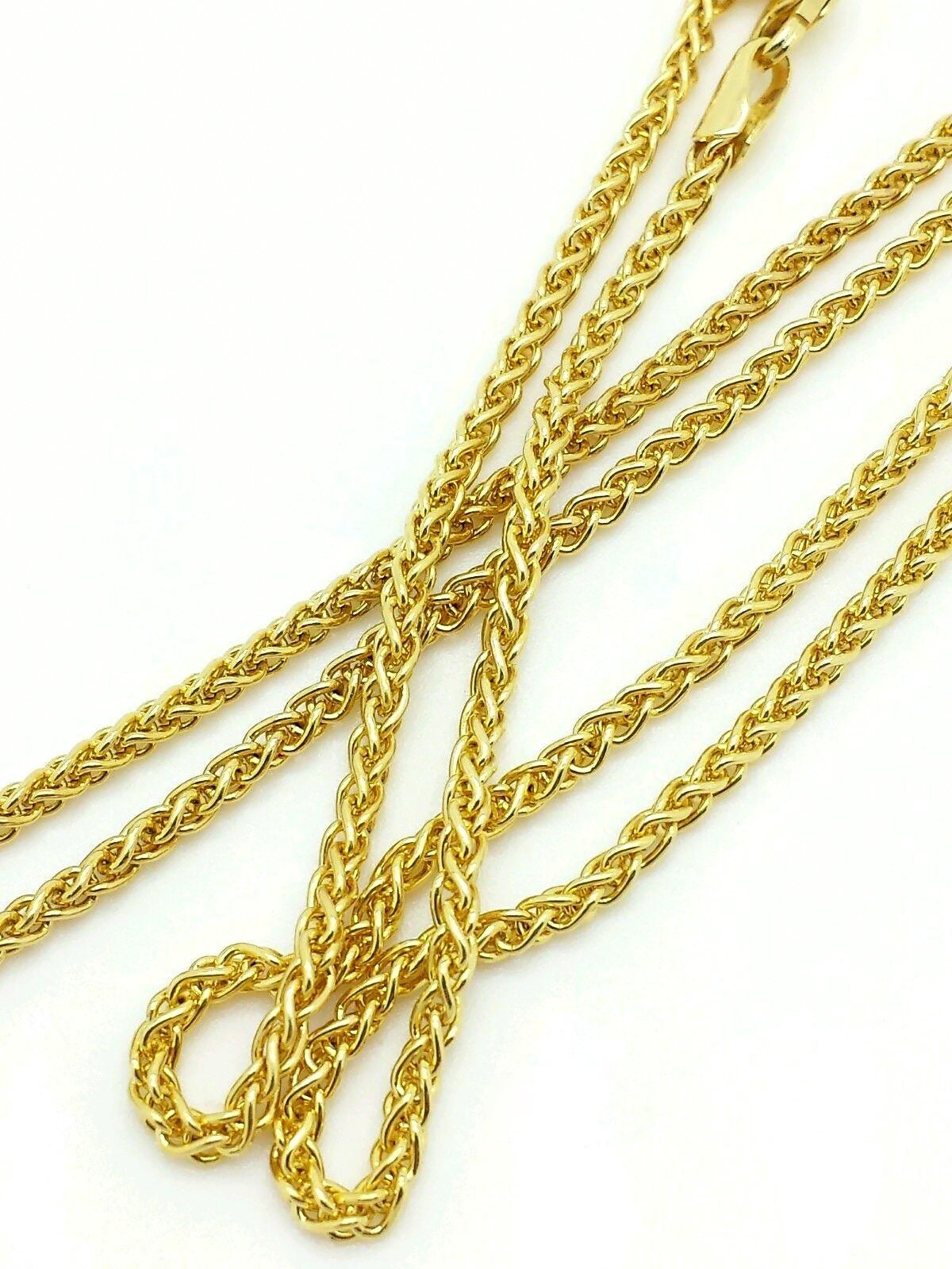 14K Yellow Gold Solid Wheat 2mm Chain FREE Microfiber Cloth - Etsy