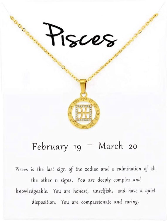Stainless Steel Gold Plated Pisces Zodiac Astrology - Etsy Israel