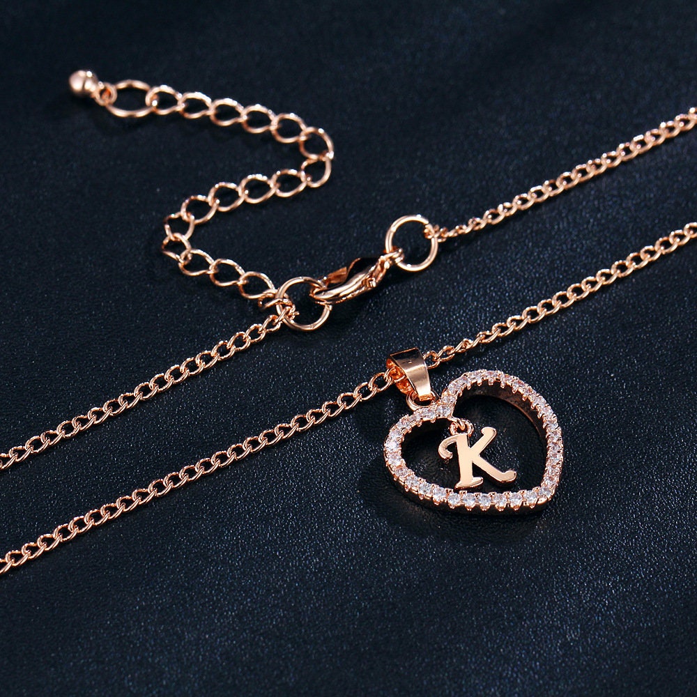 10％OFF 7pcs Crystal Heart Pendant Necklace Double Twine Clavicle Chain