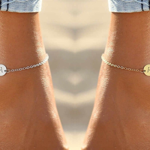 Initial DISC Stainless Steel ANKLET BRACELET For Women Gift – Gold Plated Bracelet Perfect For Any Occasion