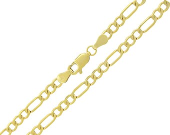 10K Yellow Gold 3mm Hollow Figaro Chain 