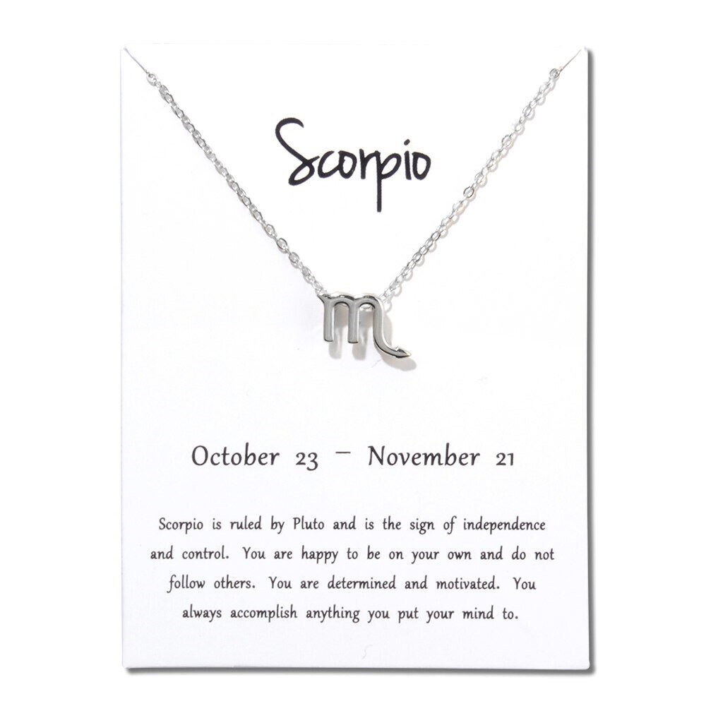 White Gold Plated Zodiac Horoscope Astrology Scorpio Necklace