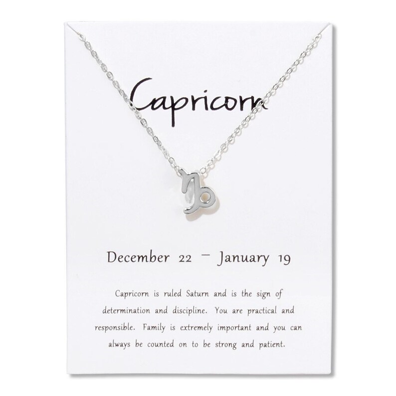 Horoscope Astrology Capricorn Necklace White Gold Plated Zodiac