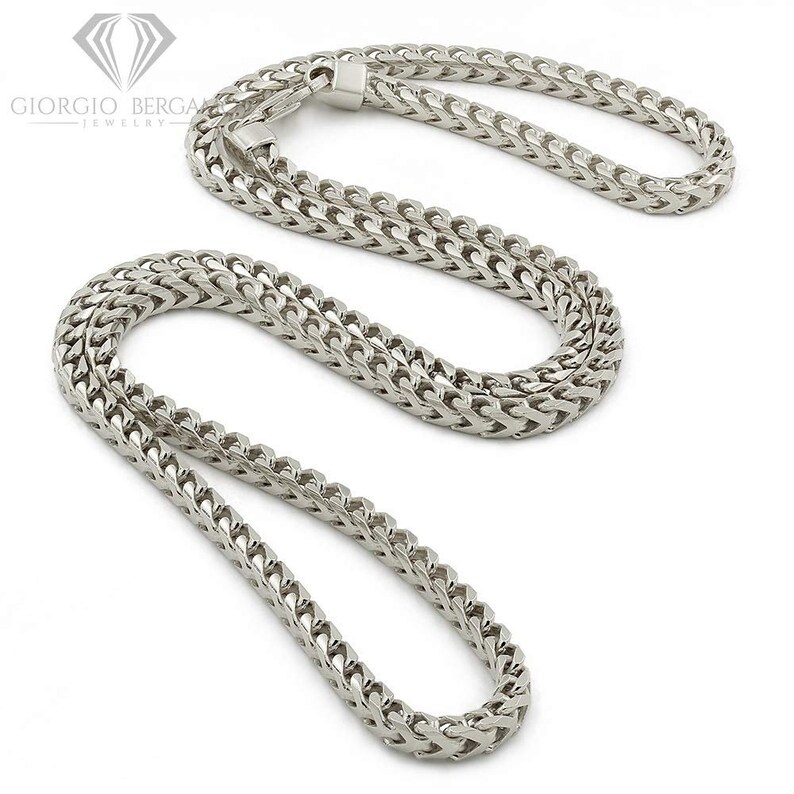 Rhodium Plated Square Box Link Necklace 16-30 Giorgio... FREE Microfiber Cloth 925 Italian Sterling Silver 3.5mm Solid Franco Chain