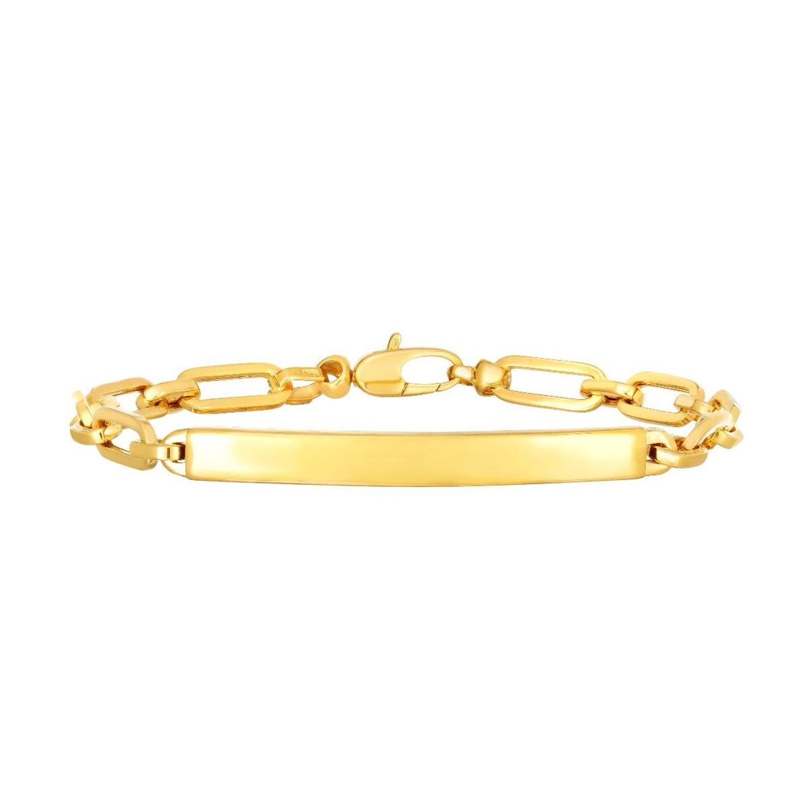 14K Gold Paper Clip Engraveable ID Bracelet Bergamo Etsy UK