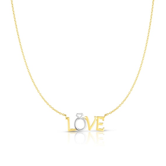 14kt Gold Two-Tone Love Pendant Necklace