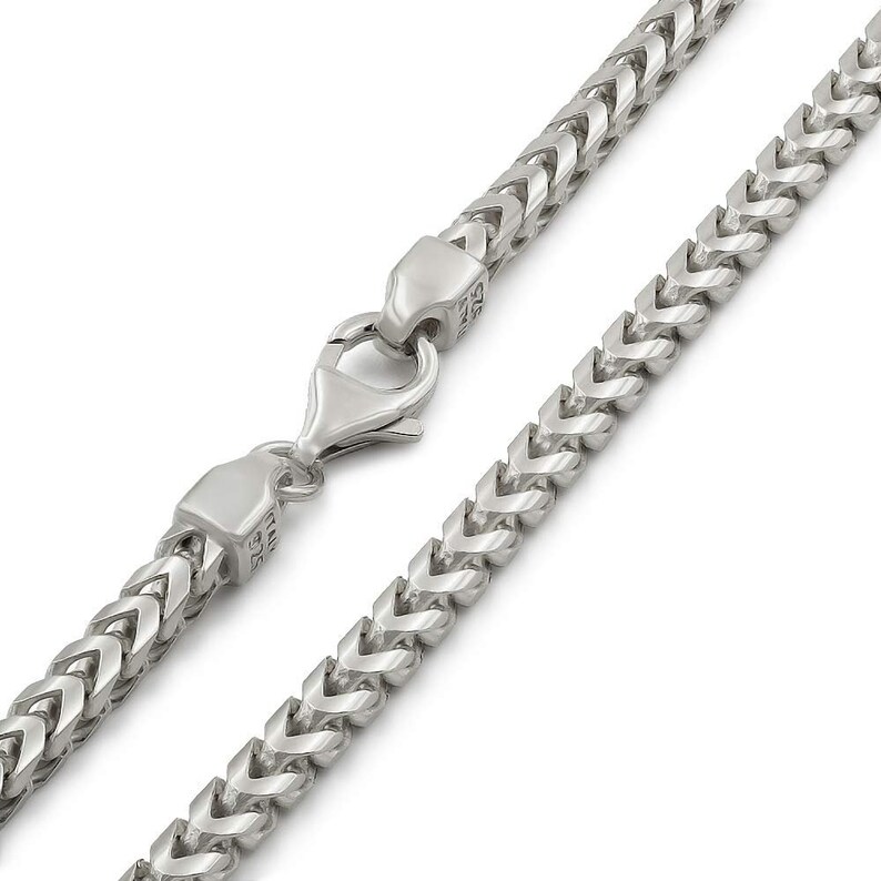 Rhodium Plated Square Box Link Necklace 16-30 Giorgio... FREE Microfiber Cloth 925 Italian Sterling Silver 3.5mm Solid Franco Chain