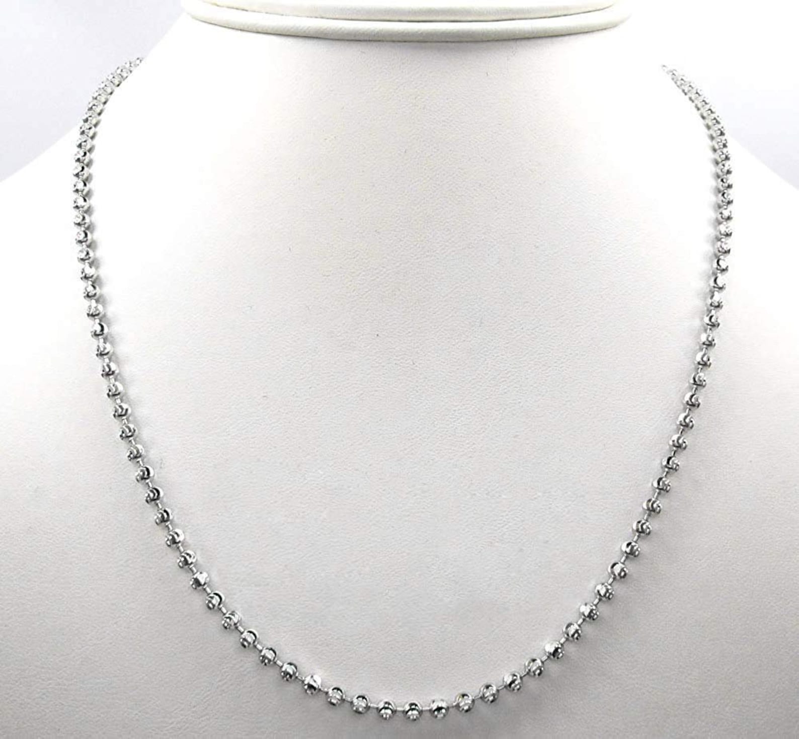 14K White Gold 3mm Ball Bead Moon Cut Chain FREE Microfiber Etsy