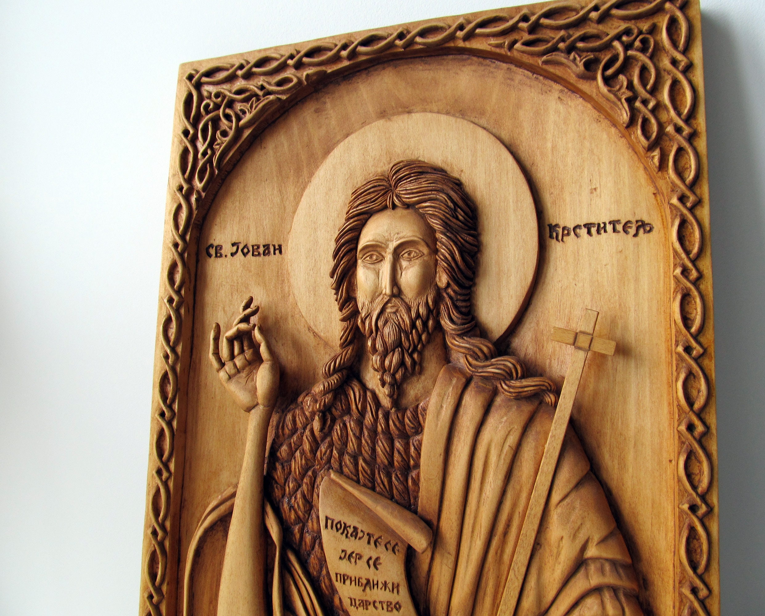 Orthodox Wood Icon Saint John the Baptist Handmade Carving, Orthodox ...
